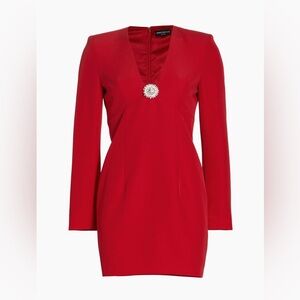 Generation Love Lorenzo Crepe Brooch Sheath Mini Dress in Red